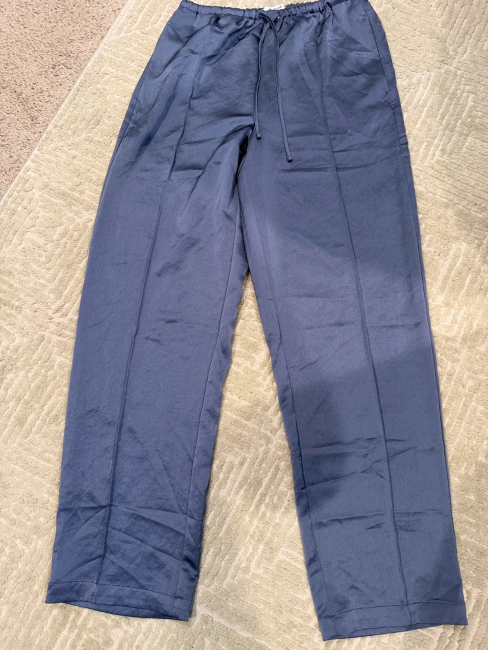 Madewell Powder Blue Drawstring Silk Pants Size XS    0054